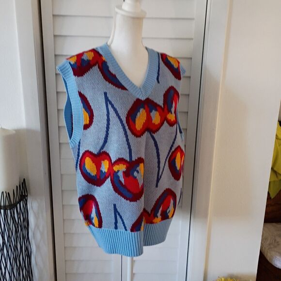 Pacsun Fashion Scholarship Fund X Allegra Abrams Cherry Sweater Vest NEW S - Picture 3 of 9